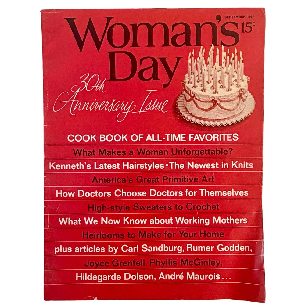 VTG Womans Day Magazine September 1967 30th Anniversary Issue Recipes 60s Art